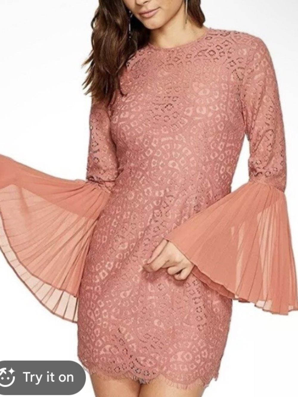 Keepsake The Label Women's Coral Lace Bell-Sleeve Dress